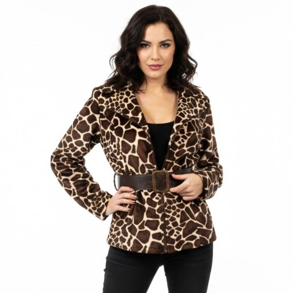 Faux Fur Giraffe Print Blazer